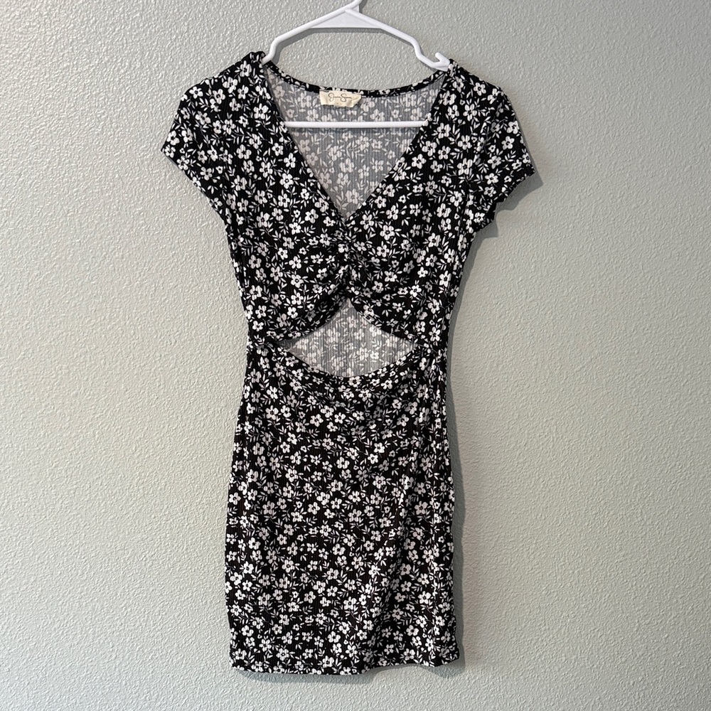 Jessica Simpson Black and White Floral Mini Dress